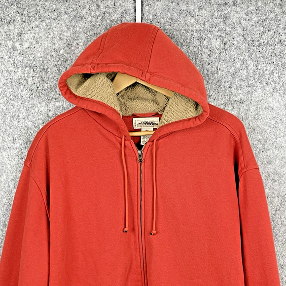 LL Bean Mens Katahdin Iron Works Hooded Sweatshirt Sz XLT Fleece Lined Workwear - Picture 2 of 9